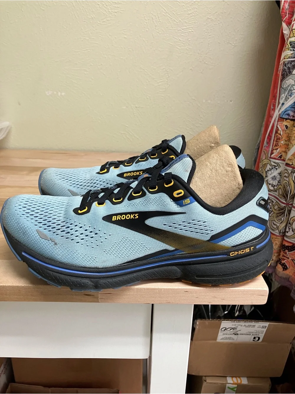 Brooks Ghost Light Blue and Black Running Sneakers